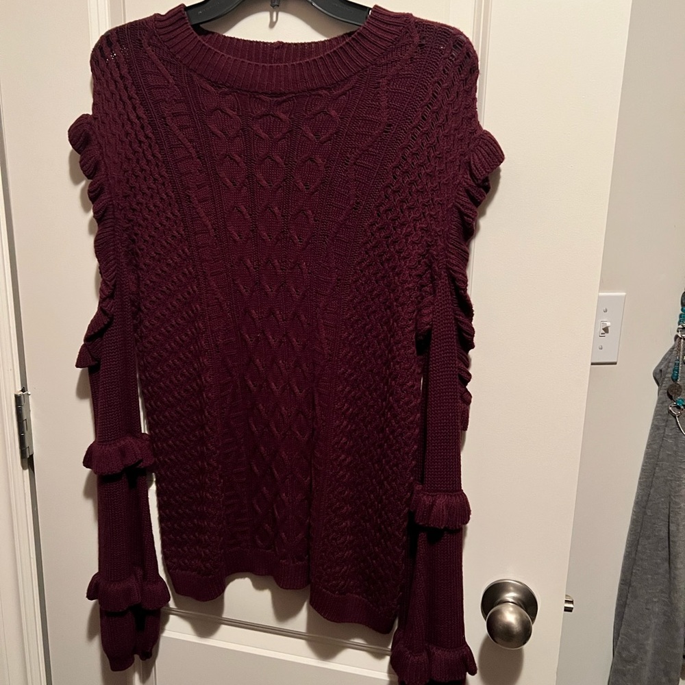 Express cut out arm ruffle sweater